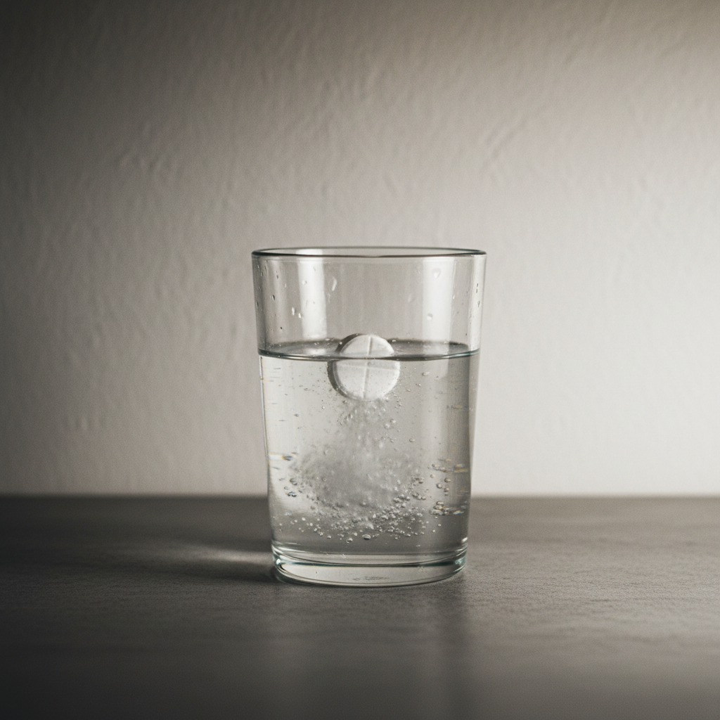 Brustablett losas upp i ett glas vatten